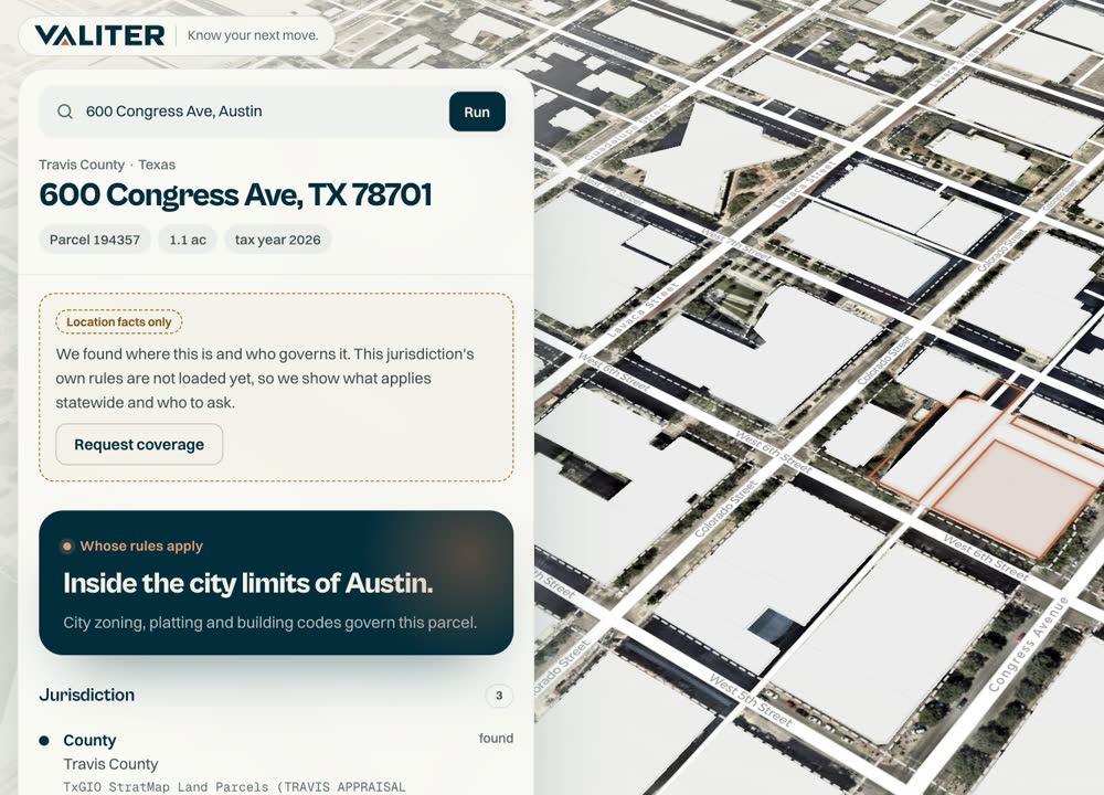 VALITER app: Any Texas address